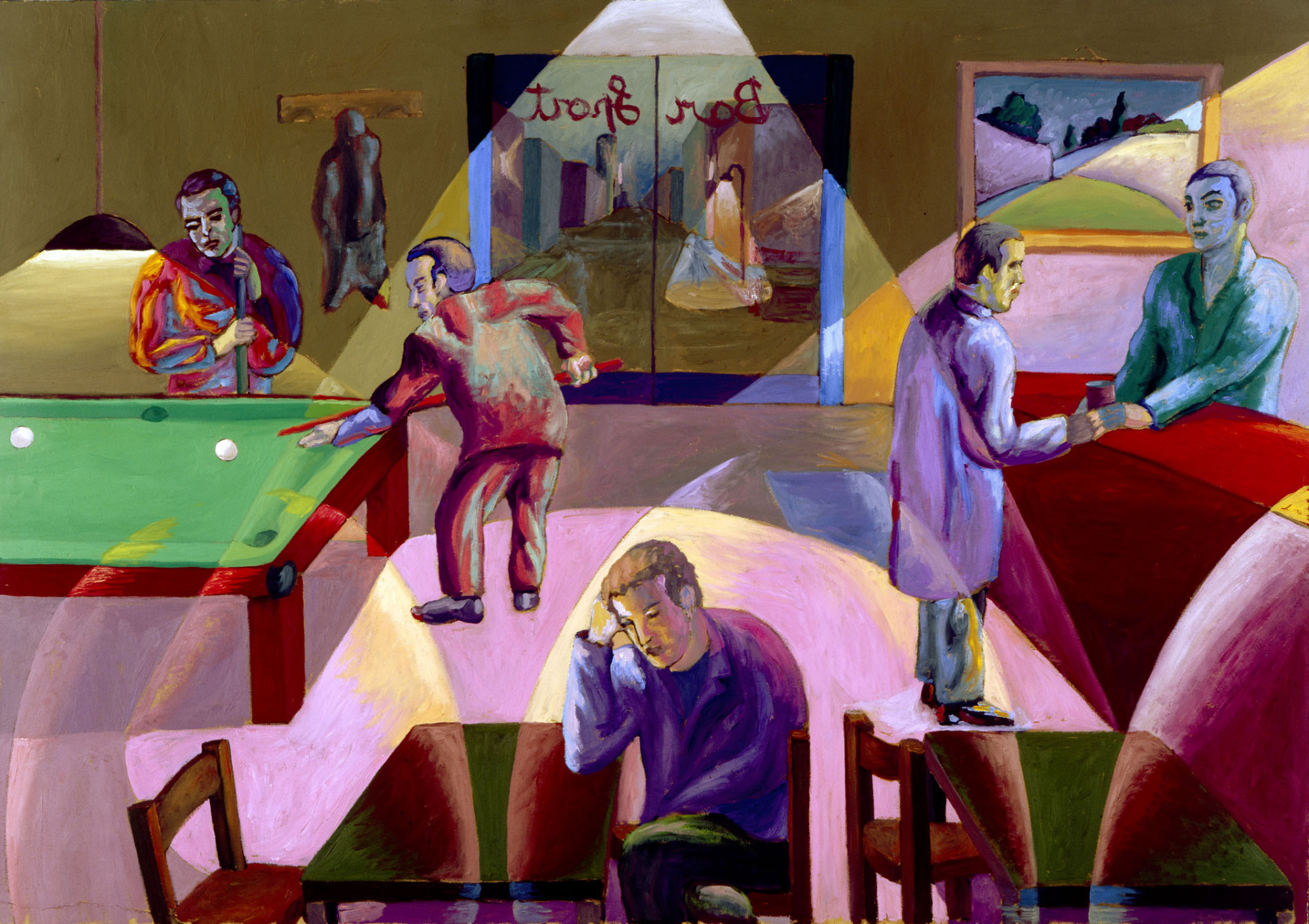 38 - Al bar Sport, 1981, olio su cartone applicato su tavola, 73 x 104 cm