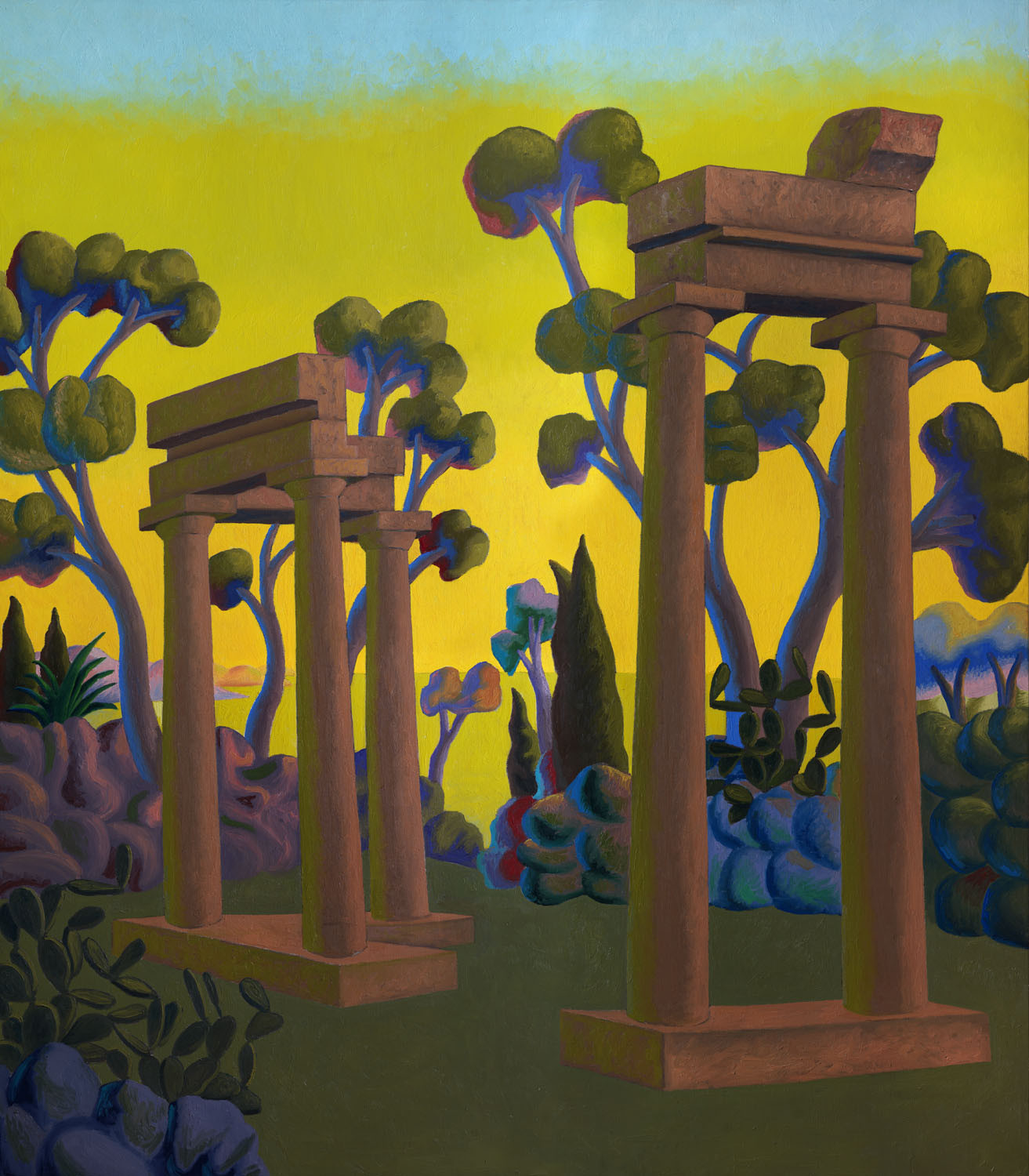 45 - Paesaggio con rovine, 1984, olio su tela, 198 x 224 cm