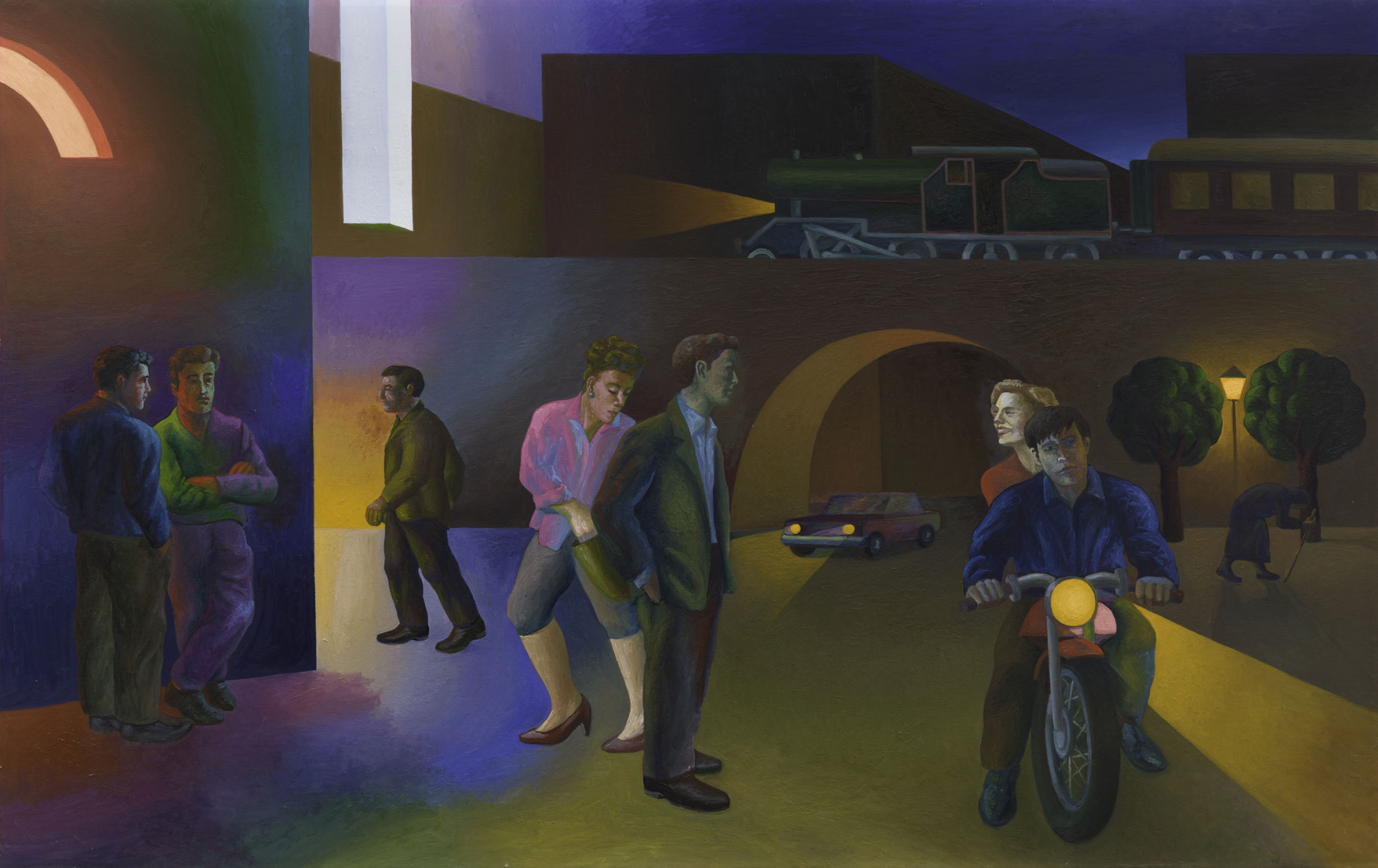60 - Al cinema, 1988, olio su tela, 205 x 328 cm