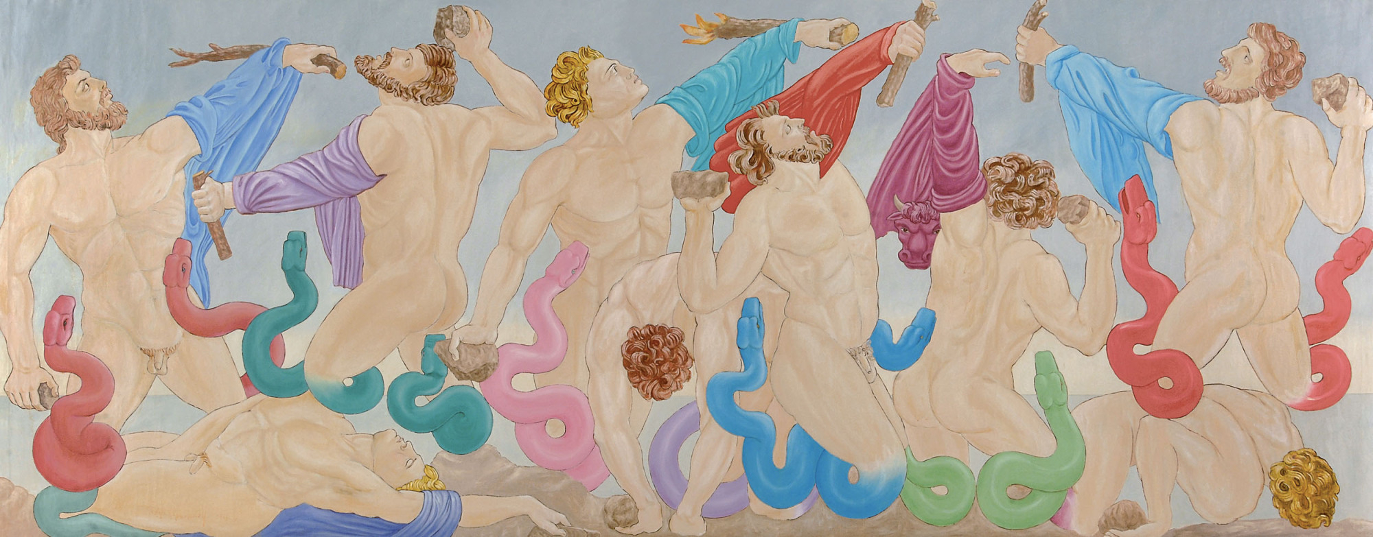 23 - I Giganti fulminati da Giove, 1977, olio su tela, 200 x 500 cm