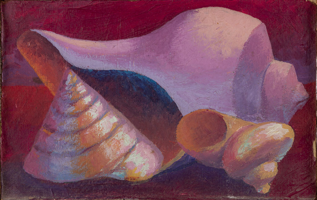 Conchiglie,1988, olio su cartoncino, 13 x 20,5 cm